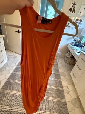 Veronica Beard Jeans Orange Ruched Jersey Dress Size Small